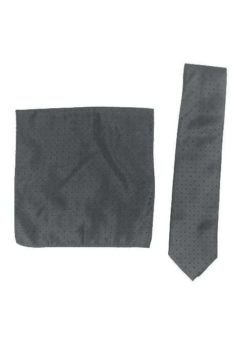 Angelino men's gray and purple polka dot tie and scarf - Solé Resale Boutique thrift