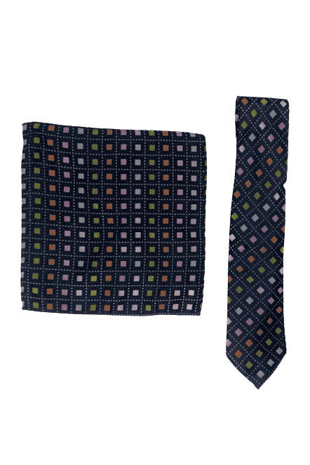 The Big Skinny by Steven land men's blue multicolor tie and scarf - Solé Resale Boutique thrift