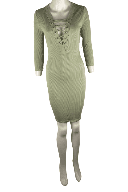 Fashion Nova women's sage fitted dress size L - Solé Resale Boutique thrift