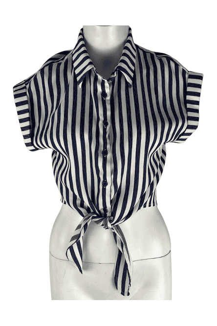 Wild Honey women's blue and white stripe blouse and skirt set size M - Solé Resale Boutique thrift