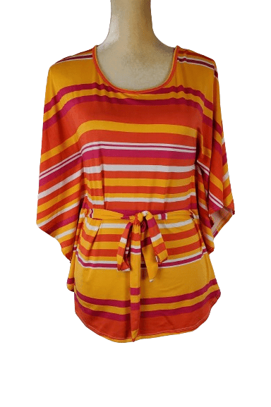 Robert Louis women's orange multi color stripe blouse size M - Solé Resale Boutique thrift