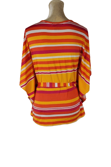 Robert Louis women's orange multi color stripe blouse size M - Solé Resale Boutique thrift