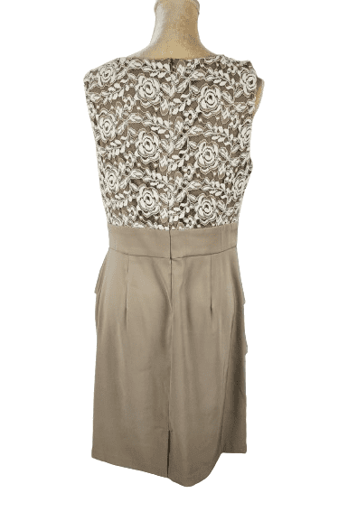 Connected Apparel women's taupe and white dress size 12 - Solé Resale Boutique thrift