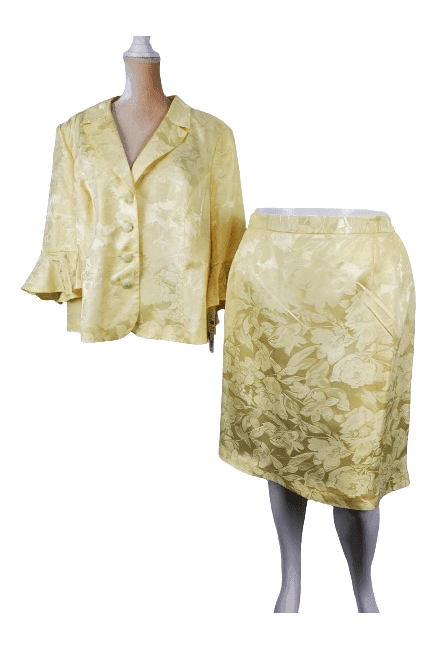 Danillo Woman women's yellow floral 2pc skirt suit size 24W - Solé Resale Boutique thrift