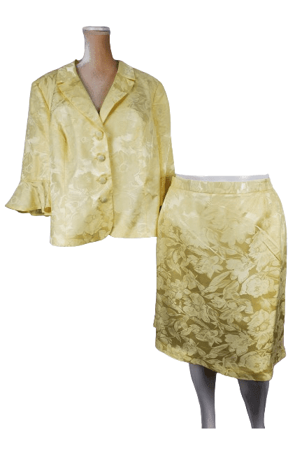 Danillo Woman women's yellow floral 2pc skirt suit size 24W - Solé Resale Boutique thrift