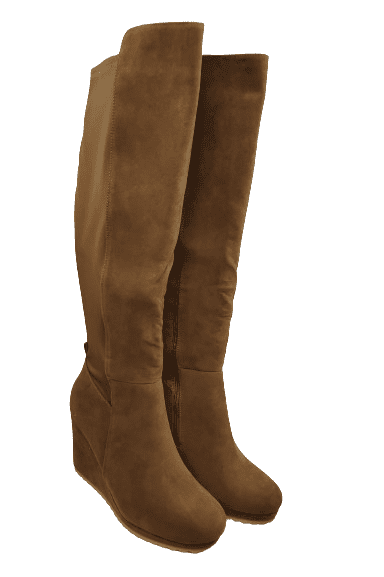 JustFab women's brown wedge knee boots size 10 - Solé Resale Boutique thrift