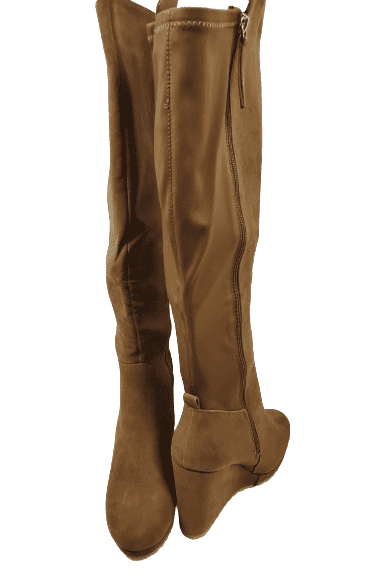 JustFab women's brown wedge knee boots size 10 - Solé Resale Boutique thrift