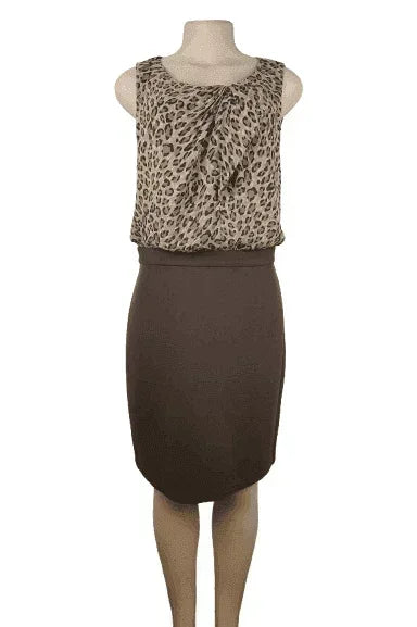Loft women's brown print dress size 10 - Solé Resale Boutique thrift