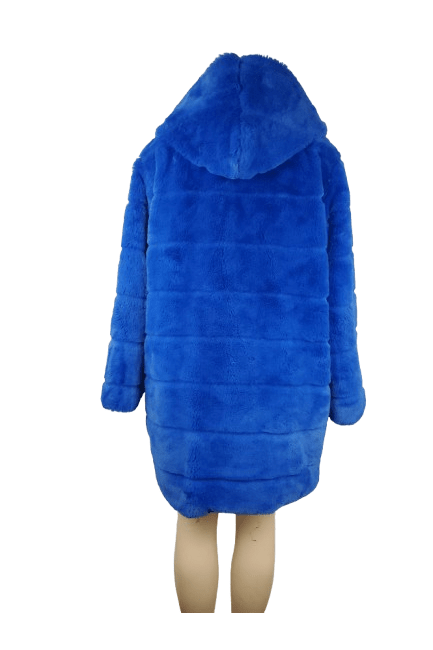 Fashionable women's royal blue furry coat size XL