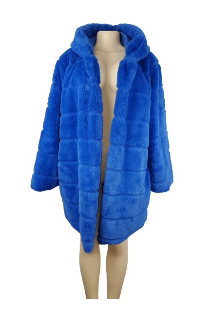 Fashionable women's royal blue furry coat size XL