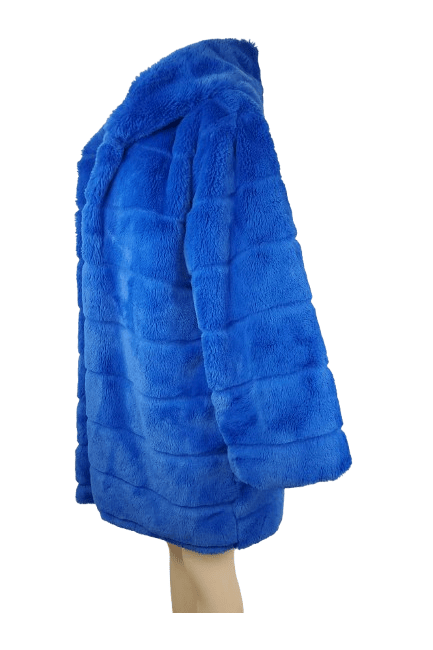 Fashionable women's royal blue furry coat size XL