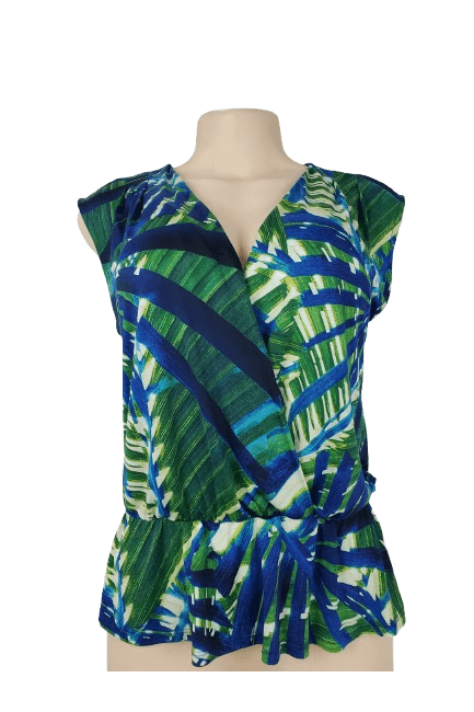 Worthington women's green and blue floral blouse size S