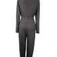 Fashionable women's belted metallic black and silver jumpsuit size XXL