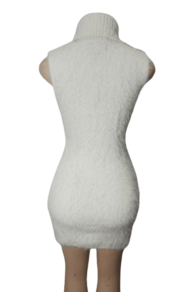 Akira women's kylie fuzzy mini ivory dress size S