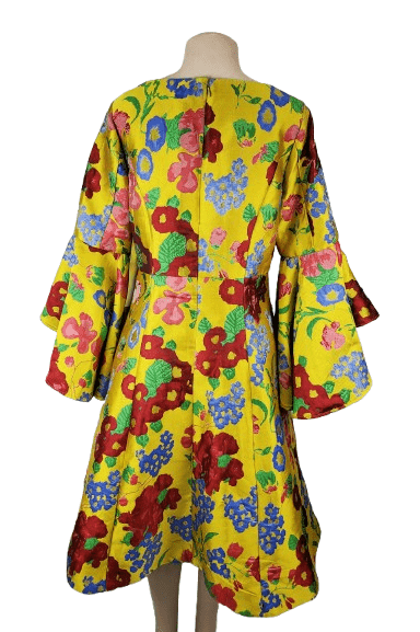 Ashro women's yellow floral fit and flare dress size 10