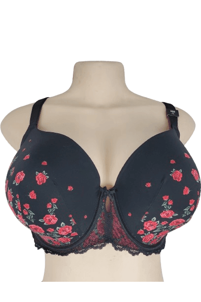 Torrid Bra Collection women's black and red rose t-shirt bra size 46D