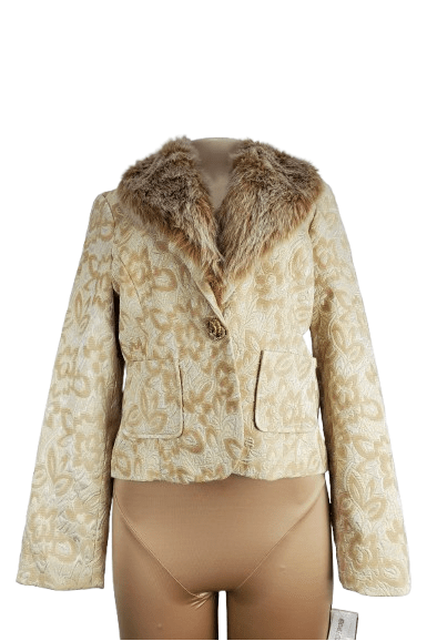 I.C.E. women's gold fur collar jacket size 10