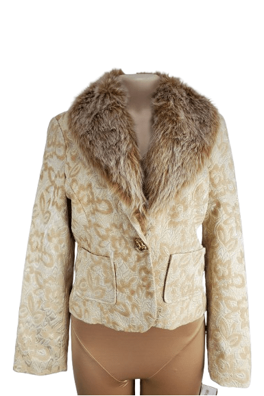 I.C.E. women's gold fur collar jacket size 10