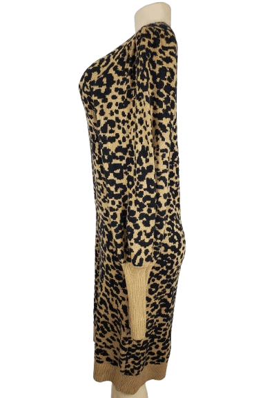 Loft women's leopard sweater dress size L - Solé Resale Boutique thrift