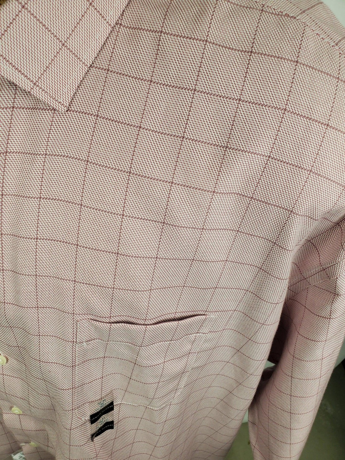 Pronto Uomo men's pink plaid shirt size 20 34/35