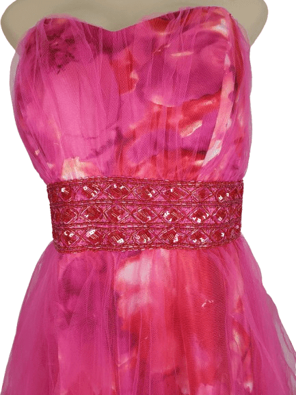 Deb women's pink floral tube gown size 14/15 - Solé Resale Boutique thrift