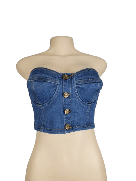 Akira women's medium blue denim tube top size M - Solé Resale Boutique thrift