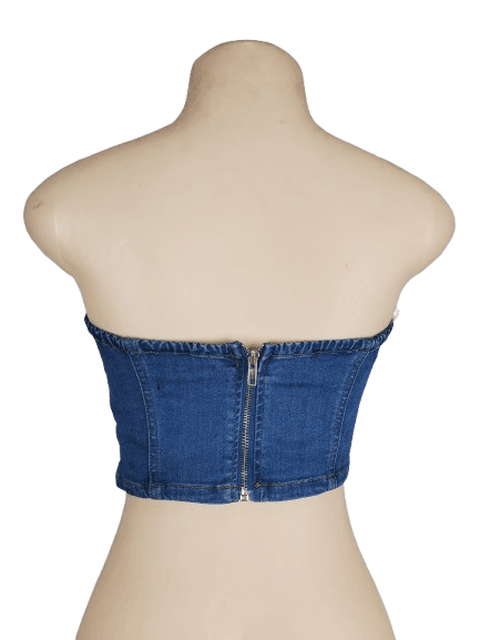 Akira women's medium blue denim tube top size M - Solé Resale Boutique thrift