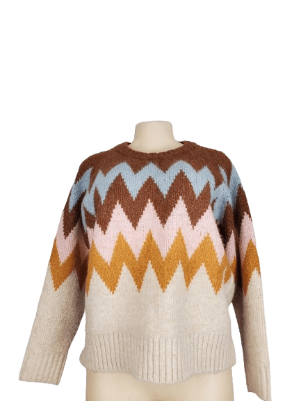 Lush women's taupe brown multi sweater size S - Solé Resale Boutique thrift