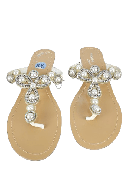 Madeline Shoes women's pear and rhinestone off white sandals size 8.5M - Solé Resale Boutique thrift