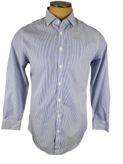 Charles Tyrwhitt men's blue and white stripe shirt size 16/33 or 16/34" - Solé Resale Boutique thrift
