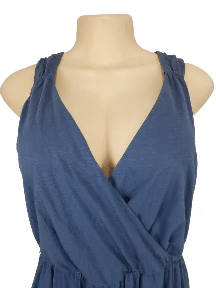 Blue dress on a mannequin with a white background
