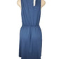 Blue dress on a mannequin against a white background