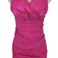 Pink strapless dress on a mannequin against a white background