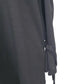 black long-sleeve top with a tie detail on a white background