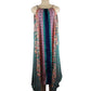Colorful patterned dress on a mannequin against a white background