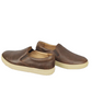 Pair of brown slip-on shoes on a white background
