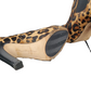 Leopard print high heel shoe on a white background