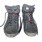 Pair of black high-top sneakers with gray accents on a white background