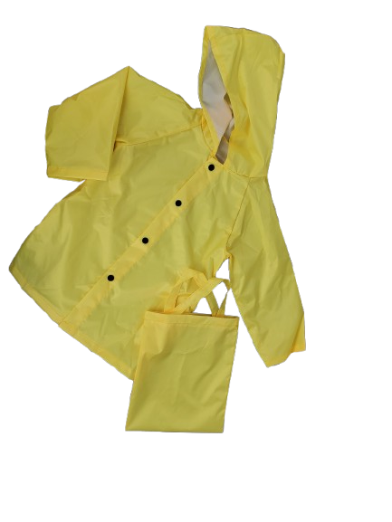 Yellow raincoat with a hood on a white background