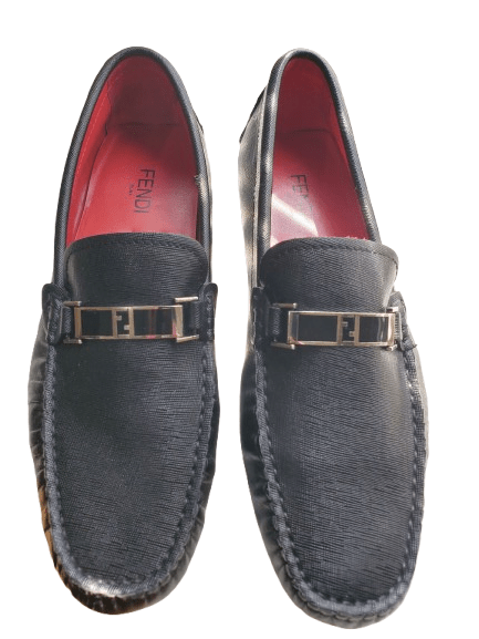 Fendi men's black logo loafers size EU 45