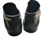 Pair of navy leather shoes on a white background