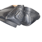 Black glove with a brand logo on a white background
