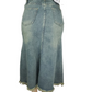 Denim skirt on a mannequin with a white background
