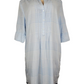 Light blue and white striped shirt on a mannequin against a white background