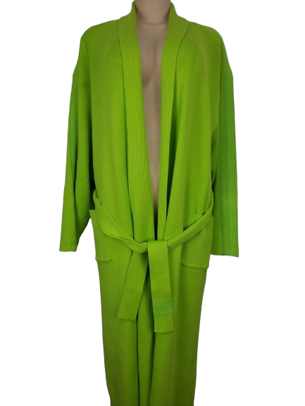 Green lounge set with cardigan on a white background