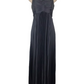 Black pleated women’s evening dress with spaghetti straps and elegant flowing design