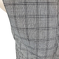 Close-up of a gray plaid patterned fabric on a mannequin.
