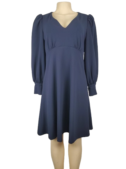 Blue dress on a mannequin against a white background