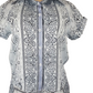 Short-sleeve shirt with a black paisley pattern on a white background