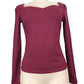 burgundy ribbed long-sleeve top on a mannequin against a white background